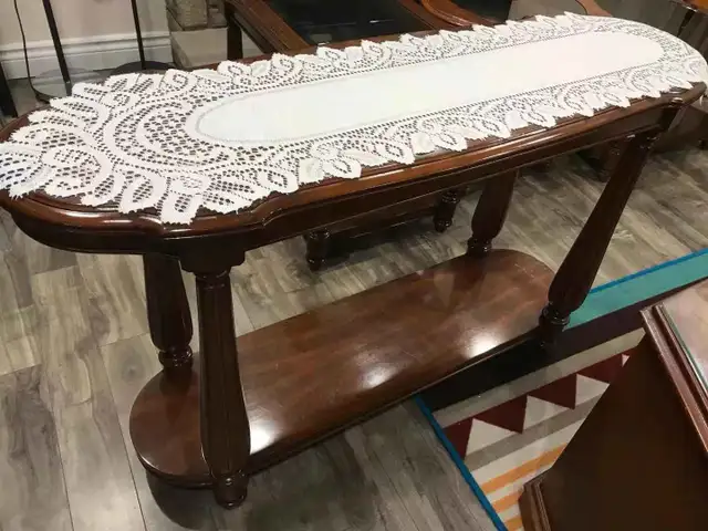 Vintage Solid Wood Table Set - Console +3 Glass Top Tables in Other Tables in Hamilton - Image 5