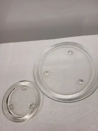 2 Unbranded Clear Footed Glass Candle Holder Plates, View more