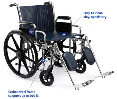 NEW Medline MDS8069, Wheelchair,24-inch wide, 500lb, box damaged, View more