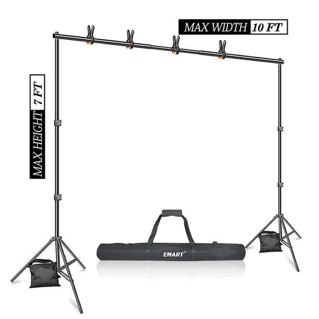 EMART Photography Backdrop Stand Kit, 10x7' Adj, 4 Clamps, Bag in Cameras & Camcorders in London - Image 3