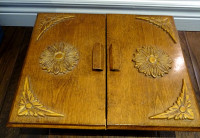 FOLK ART CABINET oddity UNKNOWN USE handmade CARVED WOOD FLOWERS