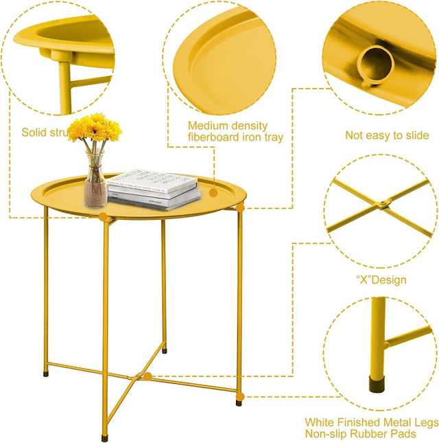 New Folding Tray Metal Round End Table in Coffee Tables in City of Toronto - Image 3