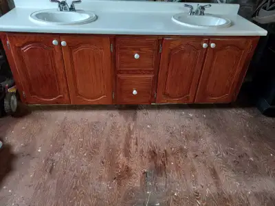 Double sink bathroom oak cabinet for sale, View more