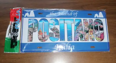 the island of Positano Italia Souvenir Aluminum License Plate, View more
