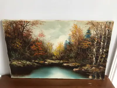 Original painting of Forest and Lake 36x22”, View more