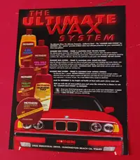 1996 MOTHERS CAR WAX AD WITH BMW 535I - RETRO ANNONCE  90S