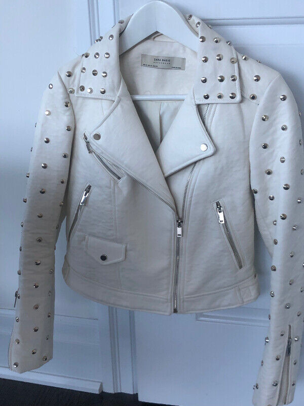 Biker Zara jacket ivory gold stud gorgeous glamorous in Women's - Tops & Outerwear in City of Toronto