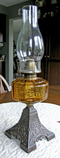 Vintage Amber Oil Lamp (Circa 1850)