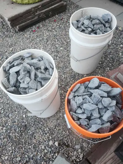 Selling Buckets of Black Slate Decorative Stones, View more