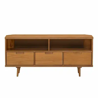 3 Drawer Solid Wood Corner TV Stand, View more