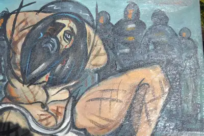 LARGE ABSTRACT OIL ON CANVAS Painting, View more