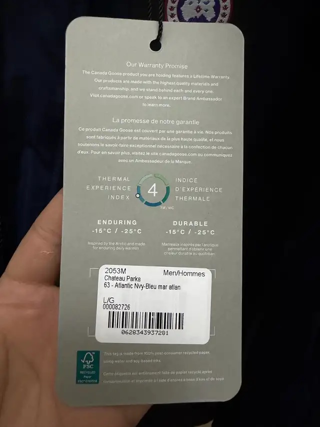 Canada Goose Chateau Parka — Men’s Large — Atlantic Blue in Men's in Edmonton - Image 3