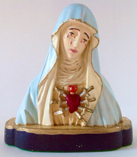 Antiquité. Collection Art religieux Statue Marie plâtre peint  L