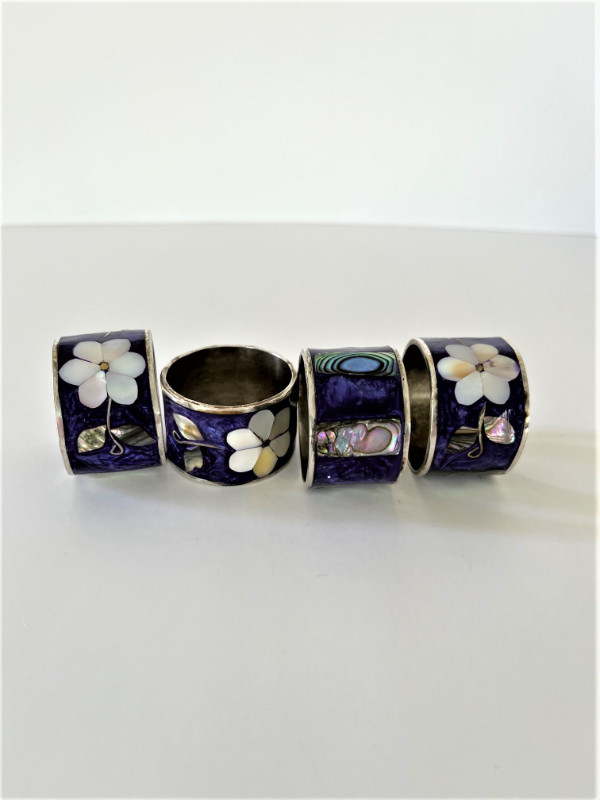 NAPKIN RING HOLDERS ABALONE /MOTHER OF PEARL INLAYS-MEXICO in Arts & Collectibles in Edmonton - Image 3