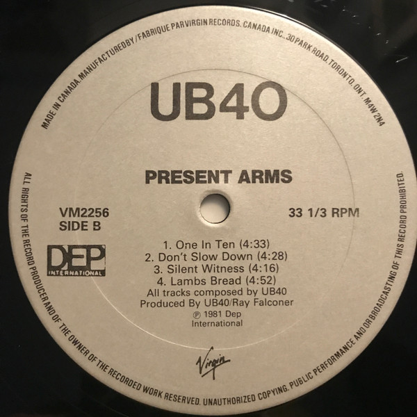 UB40   --  Present Arms    ** DISQUE VINYLE // VINYL RECORd dans CD, DVD et Blu-ray  à Ville de Montréal - Image 2
