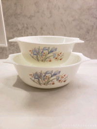 Blue Iris Pyrex 12b (small) and 53c (large) made in England