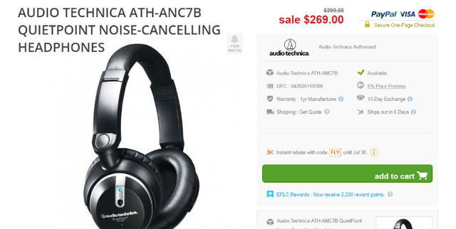Brand New Noise Cancelling Headphone Audio Technica ATH-ANC7B in Headphones in City of Toronto