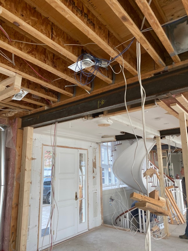 Load bearing walls removed open concept vaulted ceilings framing