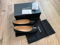 Authentic Chanel Cap-Toe CC Ballerina Flats