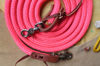 Pink rope roping reins