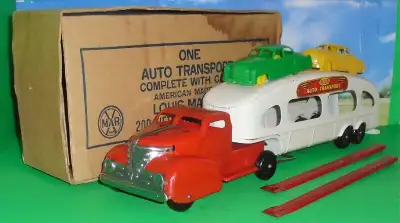 Vintage '40s...De ma collection...Camion de transport Marx dans boîte originale...Tout métal...Mesur...
