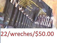 wrenches  $  50.00 /  26" TOOL BOX $ 25 EACH