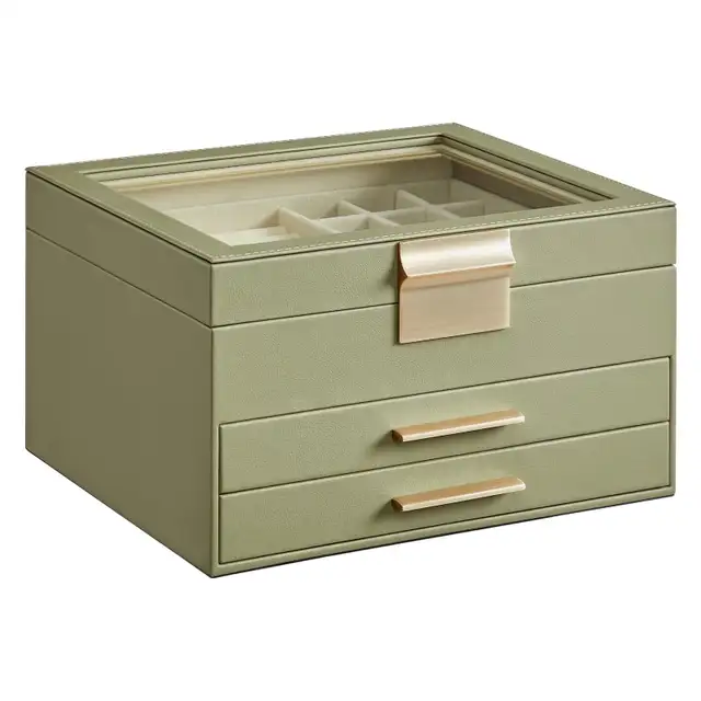SONGMICS GISELLA Jewelry Box – Avocado Green & Gold in Jewellery & Watches in Oshawa / Durham Region - Image 2