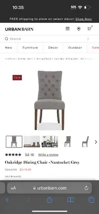 Looking for 4 or 6 Urban Barn Oakridge Dining Chairs