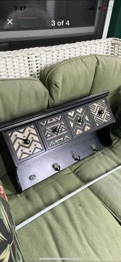 wooden shelf with 4 cube drawers, View more