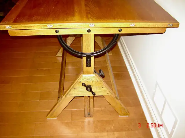 Beautiful Antique Very Solid Drafting Table- Maple, Oak, Iron in Arts & Collectibles in City of Toronto - Image 6