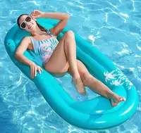 New Inflatable Pool Lounger Float - Pool Float w Mesh Stable Rel