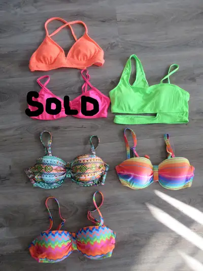 Ladies Bathing Suit Bikini Tops, Large, Padded (see descr) NEW, View more