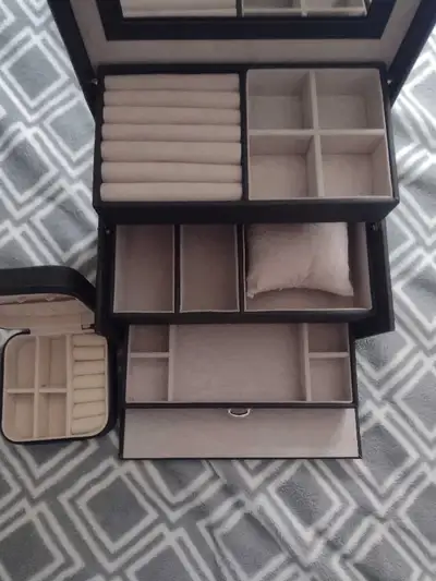black faux leather jewelry box, View more