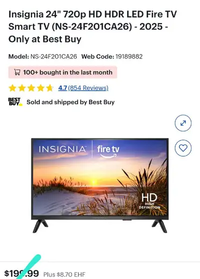 - 2025 - Insignia 24" 720p HD HDR LED Fire TV Smart TV, View more
