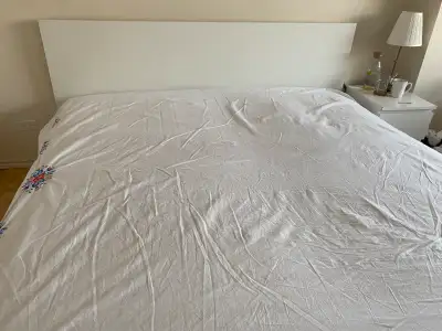 Selling my IKEA king size bed frame and mattress. This set has been great, providing comfort and sty...