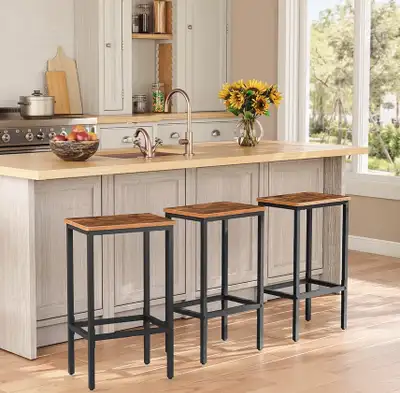 New in Box MAHANCRIS Bar Stools, Set of 2, Rustic Brown, View more