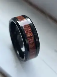 Tungsten Ring With Inlaid Koa Wood