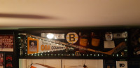 Boston Bruins signed stick with memorabilia 