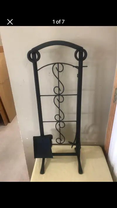 Black Wrought Iron & Metal 5 pc Fireplace Tool Set , View more