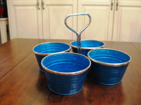 4 Section Olives, Fruit, Hors d'oeuvre Blue Tray with Handle