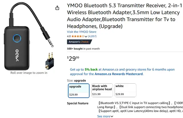 YMOO Bluetooth 5.3 Audio Transmitter Receiver, 2-in-162864744314883124