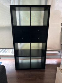 Black IKEA Kallax 2x4 shelf with 2 drawer inserts 