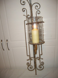 VINTAGE HEAVY IRON WALL CANDLE HOLDER