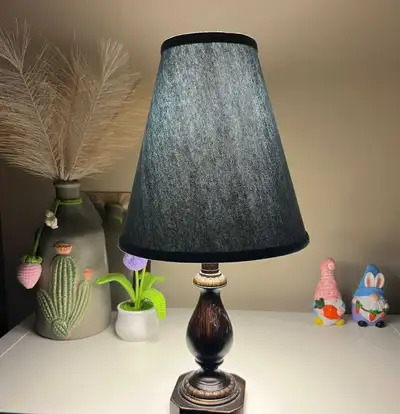 Classic Table Lamp with Blue-Grey Fabric Shade, View more