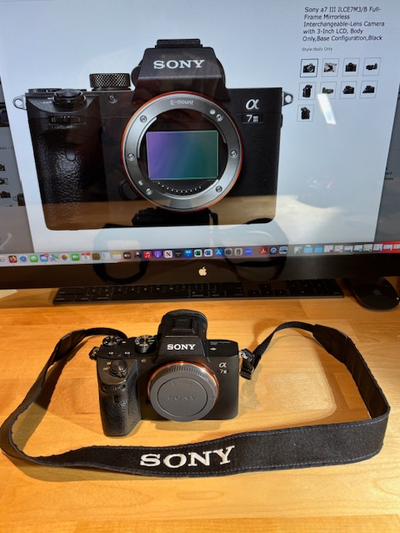 Sony A7iii (body only with strap) $1,580 - Immaculate condition. Never dropped or abused. Shutter co...