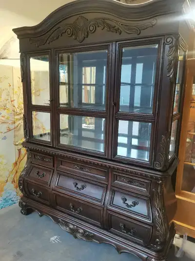 Magnificent solid wood 88"h buffet china cabinet, View more