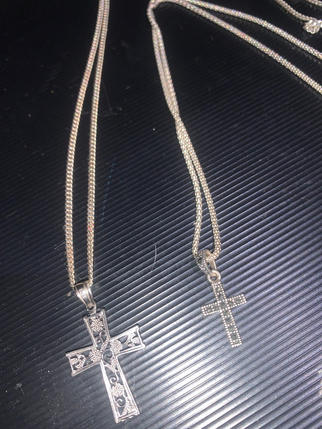 2 Authentic Itallian.925 silver Chains plus cross pendents in Jewellery & Watches in Belleville - Image 2