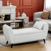 Upholstered Storage Bench with Arms, Modern Ottoman Bench for Be