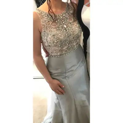2 piece silver grad dress (size 6), View more