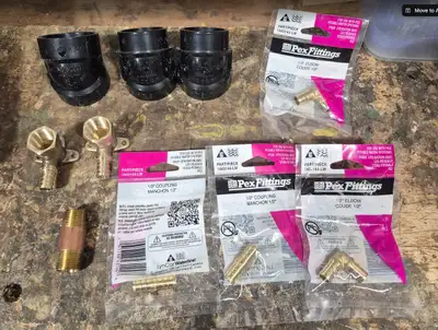PEX pipe (25') and PEX & ABS plumbing fittings, View more